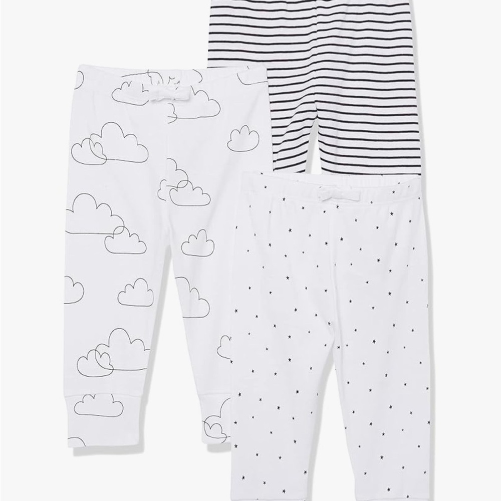 GAP Set of Three Baby Leggings with Cloud, Stripe, and Dot Patterns NEW 3-6M